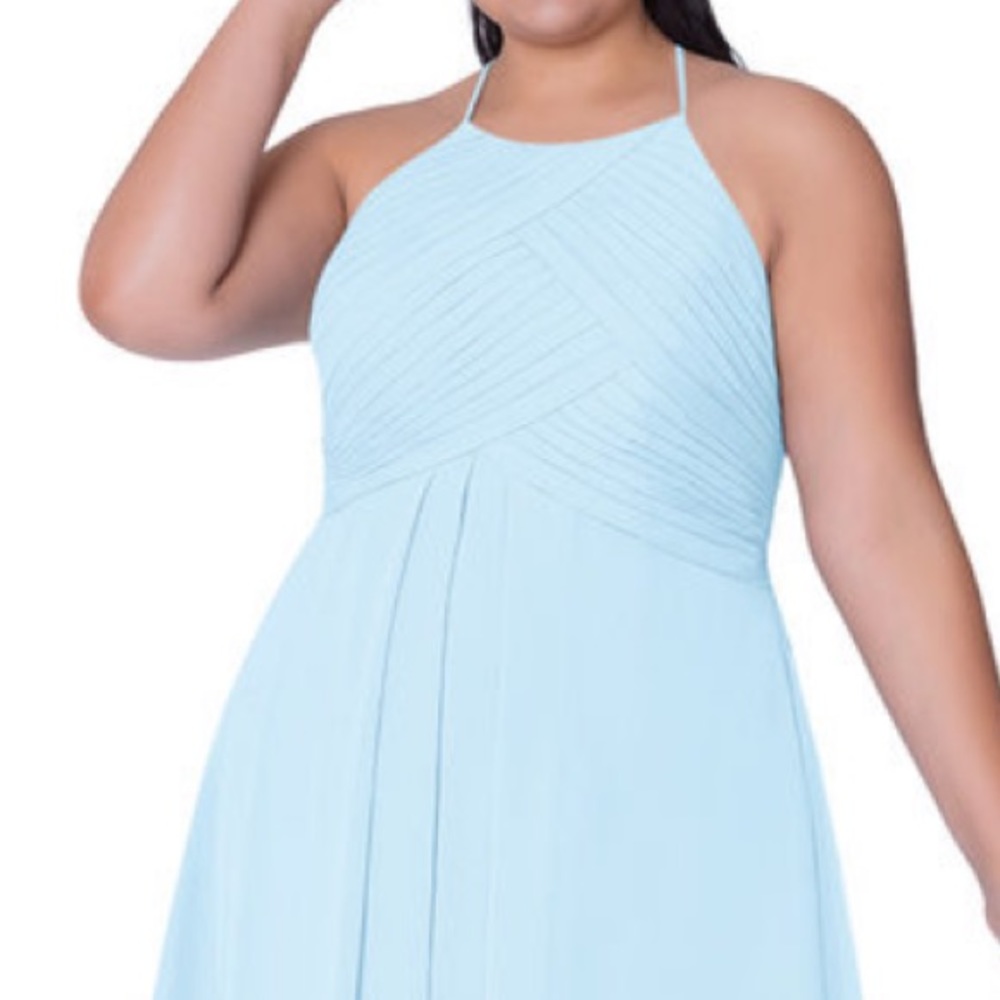 Azazie Long Sky Blue Bridesmaids Dress- Unaltered